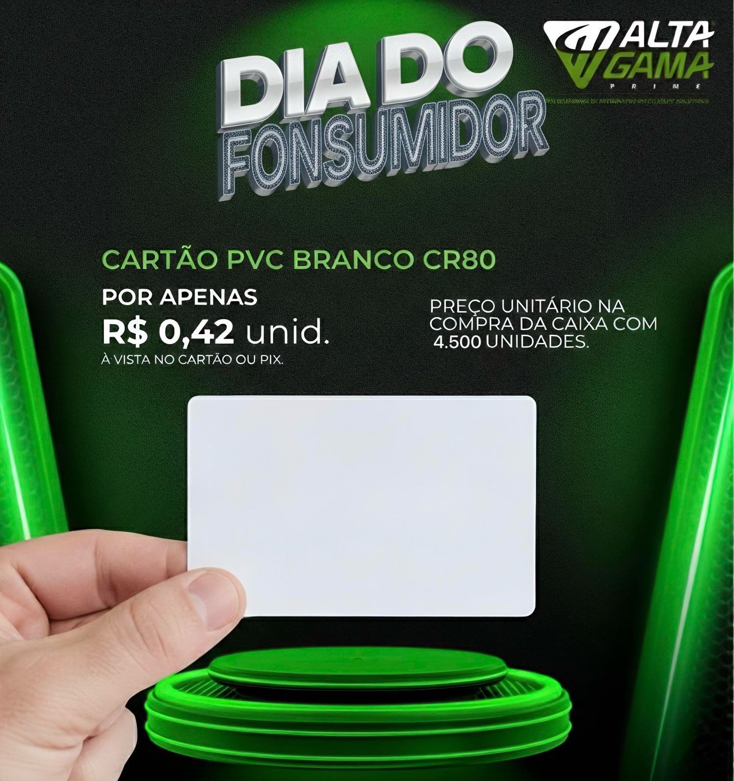 Cartão PVC CR-80 Premium 0,76mm - 4500 unidades