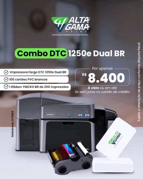 Impressora de cartões e crachá Fargo DTC1250e Dual BR