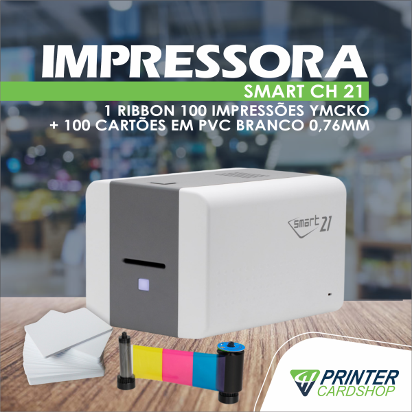 Impressora de Cartão e Crachá Smart CH 21S COMBO