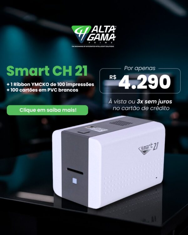 Impressora de Cartão e Crachá Smart CH 21S COMBO - R$4.290,00