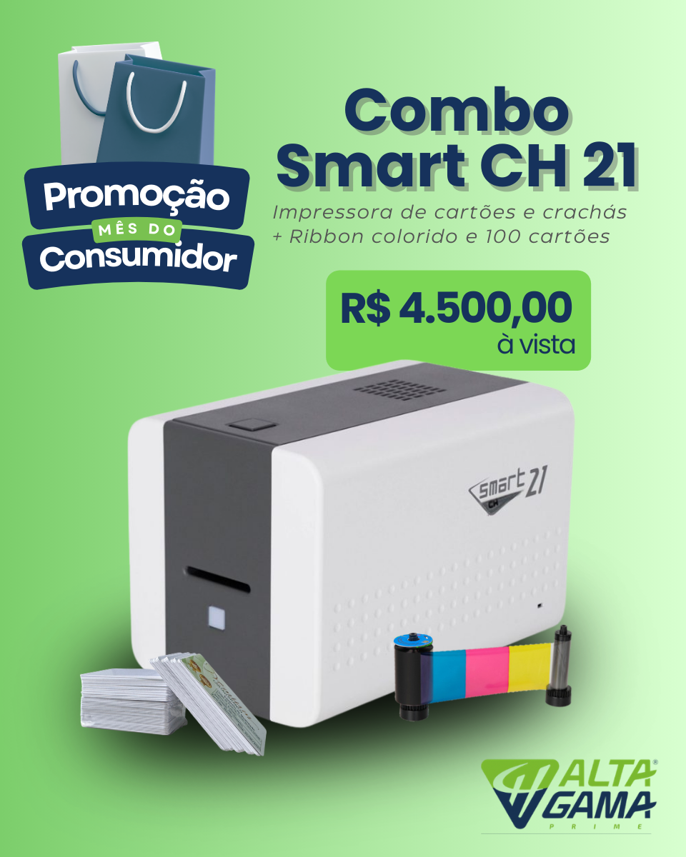 Impressora de Crachás Smart CH 21S - Combo suprimentos