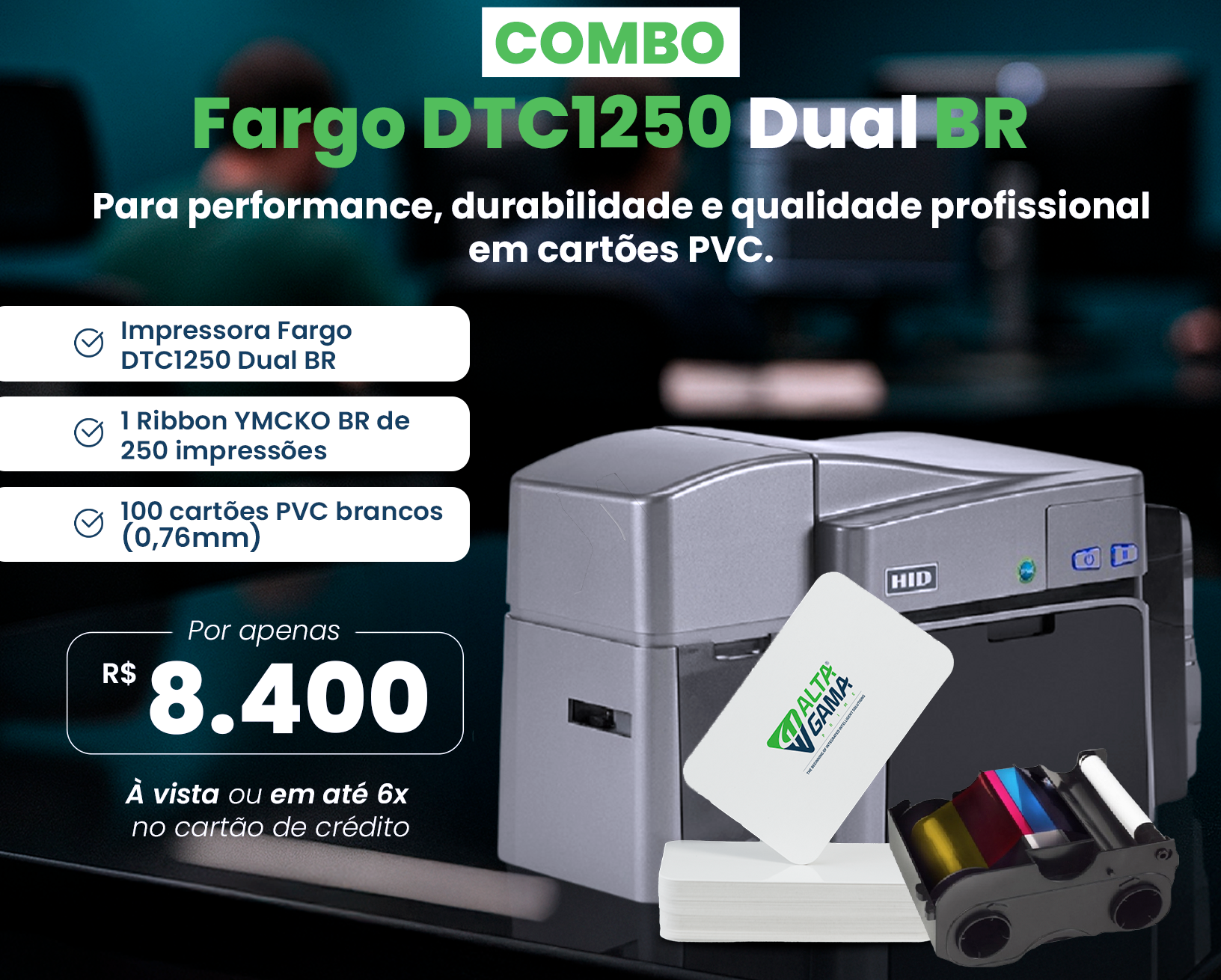 Impressora Fargo DTC1250e duplex BR - Combo