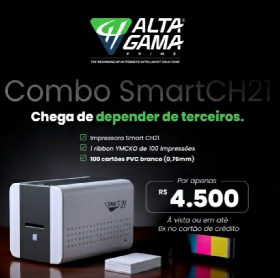 Impressora de Crachás Smart CH 21S - Combo suprimentos
